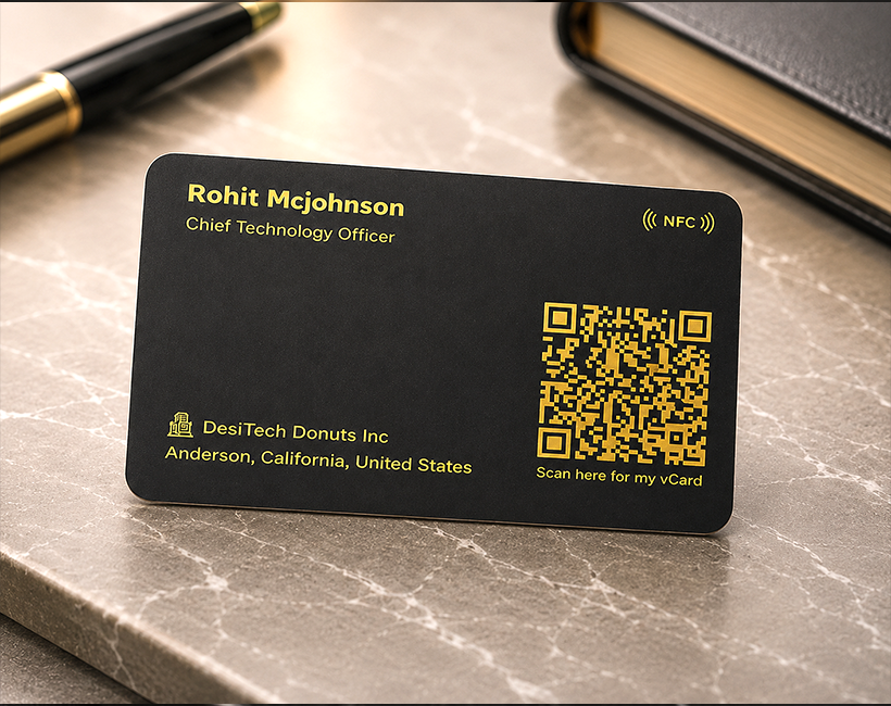 Minimalistic Prime Black & Gold NFC Business Card Hover