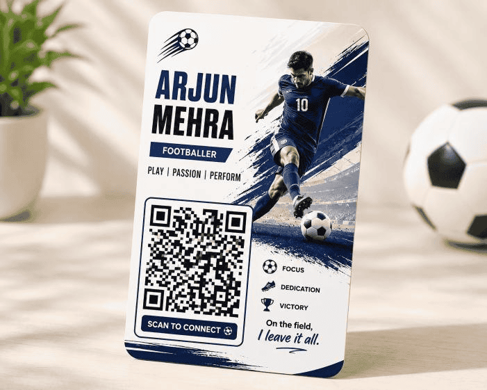 Football Player Digital QR Business Card 