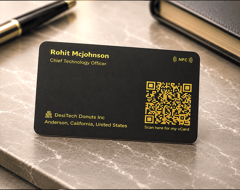 Minimalistic Prime Black & Gold NFC Business Card
