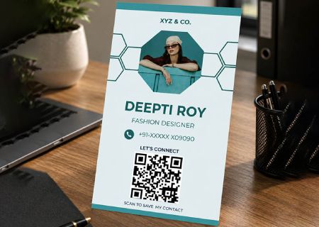 Professional Blue QR Business Card