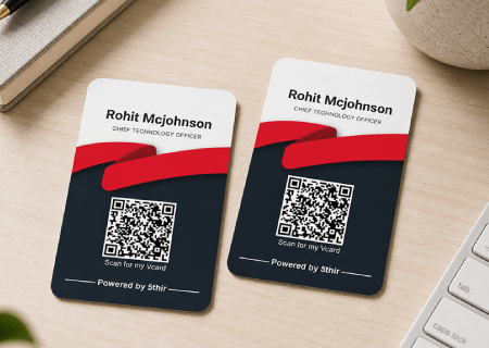 Red Curve QR Business Card