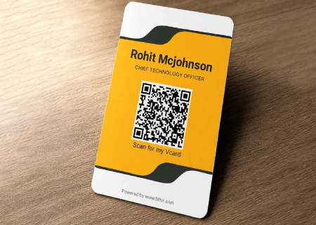 Yellow Accent QR Business Card