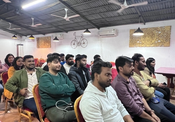 Vcarddly team members together at the office
