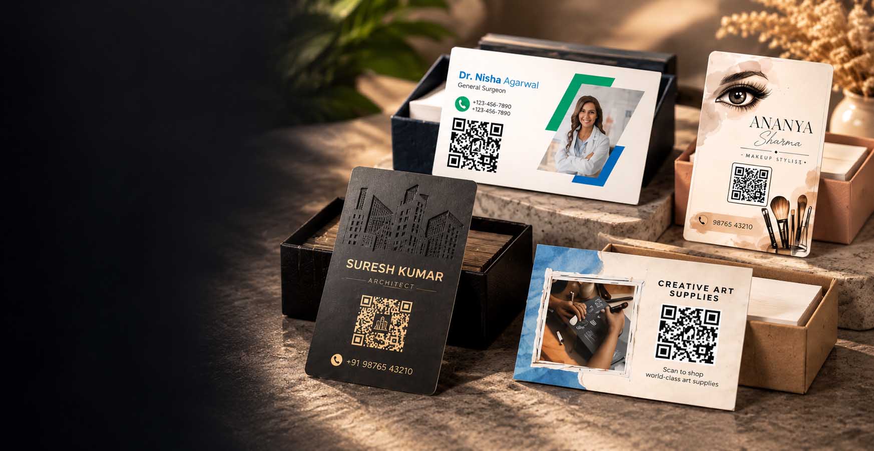 Printed paper QR business card that opens a team member's Vcarddly profile